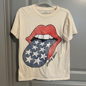 Rolling Stones Graphic Tee with Red and Blue Design